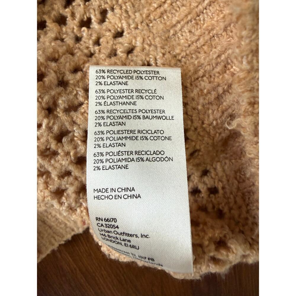 We The Free Snowdrift Pullover Sweater Open Knit Crochet Tan Sz L Boho Beach - Picture 7 of 8